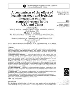 A comparison of the effect of logistic strategy and logistics integration on firm competitiveness in the USA and China