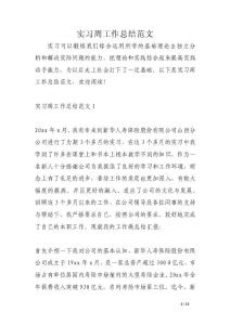 實習周工作總結范文