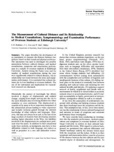 the measurement of cultural distance and its relationship to medical consultations, symptomatology and examination performance of overseas students at edinburgh university