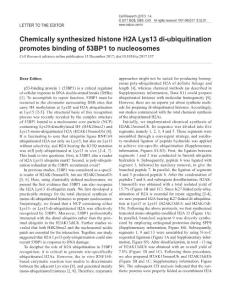 cr2017157-Chemically synthesized histone H2A Lys13 di-ubiquitination promotes binding of 53BP1 to nucleosomes