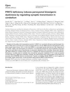 cr2017128a-PRRT2 deficiency induces paroxysmal kinesigenic dyskinesia by regulating synaptic transmission in cerebellum