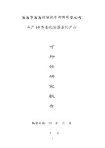 某某精密机车部件有限公司年产60万套化油器系列产品可行性研究报告