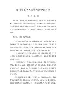 公司员工个人绩效考评管理办法