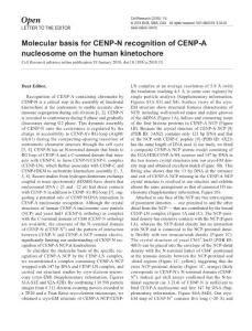 cr201813-Molecular basis for CENP-N recognition of CENP-A nucleosome on the human kinetochore