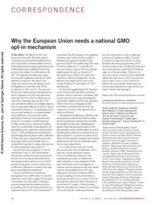 nbt.4051-Why the European Union needs a national GMO opt-in mechanism