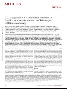 nm.4441-CD22-targeted CAR T cells induce remission in B-ALL that is naive or resistant to CD19-targeted CAR immunotherapy
