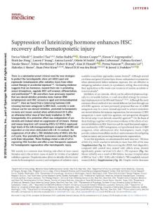 nm.4470-Suppression of luteinizing hormone enhances HSC recovery after hematopoietic injury