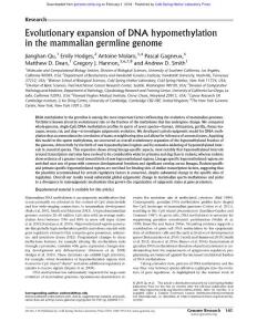 Genome Res.-2018-Qu-145-58-Evolutionary expansion of DNA hypomethylation in the mammalian germline genome