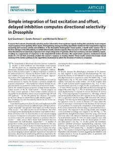 nn-2018-Simple integration of fast excitation and offset, delayed inhibition computes directional selectivity in Drosophila