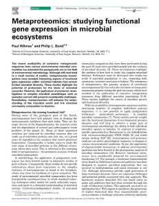 【经典】Metaproteomics,  studying functional gene expression in microbial ecosystems