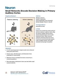 Small-Networks-Encode-Decision-Making-in-Primary-Auditory-Cortex_2018_Neuron