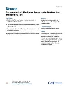 Synaptogyrin-3-Mediates-Presynaptic-Dysfunction-Induced-by-Tau_2018_Neuron