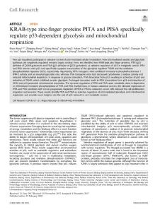 cr2018-KRAB-type zinc-finger proteins PITA and PISA specifically regulate p53-dependent glycolysis and mitochondrial respiration