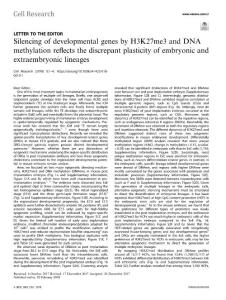 cr2018-Silencing of developmental genes by H3K27me3 and DNA methylation reflects the discrepant plasticity of embryonic and extraembryonic lineages