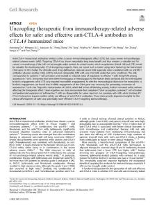 cr2018-Uncoupling therapeutic from immunotherapy-related adverse effects for safer and effective anti-CTLA-4 antibodies in CTLA4 humanized mice