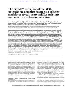 Genes Dev.-2018-Finci-309-20-The cryo-EM structure of the SF3b spliceosome complex bound to a splicing modulator reveals a pre-mRNA substrate competitive mechanism of action