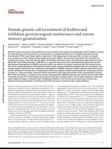 nm.4491-Dentate granule cell recruitment of feedforward inhibition governs engram maintenance and remote memory generalization