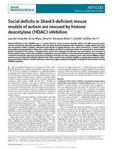 nn.2018-Social deficits in Shank3-deficient mouse models of autism are rescued by histone deacetylase (HDAC) inhibition