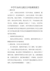 中學生如何支配壓歲錢調查報告 　