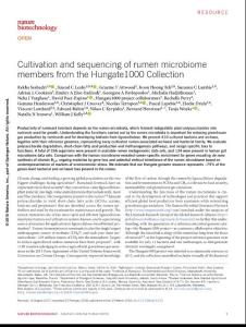 nbt.4110-Cultivation and sequencing of rumen microbiome members from the Hungate1000 Collection
