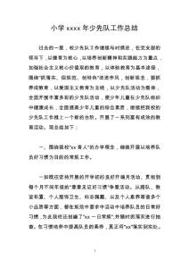 小學(xué)xxxx年少先隊工作總結(jié)017