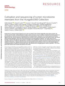 nbt.4110-Cultivation and sequencing of rumen microbiome members from the Hungate1000 Collection