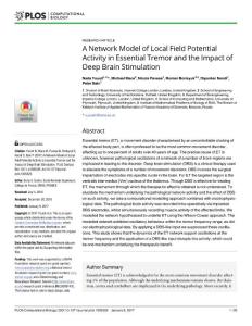a network model of local field potential activity in essential tremor and the impact of deep brain stimulation（原发性震颤局部脑电势活动的网络模型及脑深部刺激的影响）
