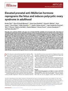 nm.2018-Elevated prenatal anti-Müllerian hormone reprograms the fetus and induces polycystic ovary syndrome in adulthood