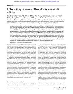 Genome Res.-2018-Hsiao-RNA editing in nascent RNA affects pre-mRNA splicing