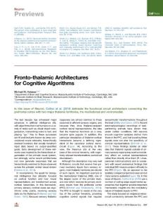 Fronto-thalamic-Architectures-for-Cognitive-Algorithms_2018_Neuron