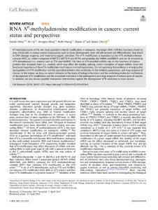 cr.2018-RNA N6-methyladenosine modification in cancers- current status and perspectives