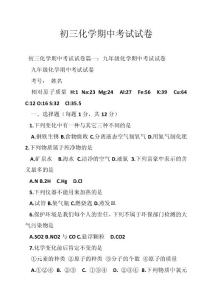 初三化学期中考试试卷