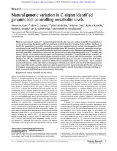 Genome Res.-2018-Gao-Natural genetic variation in C. elegans identified genomic loci controlling metabolite levels