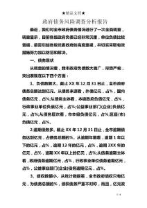 政府債務(wù)風(fēng)險(xiǎn)調(diào)查分析報(bào)告