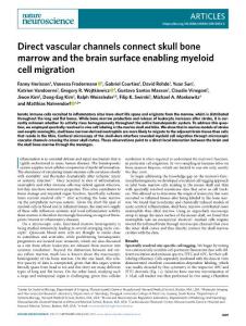 nn.2018-Direct vascular channels connect skull bone marrow and the brain surface enabling myeloid cell migration