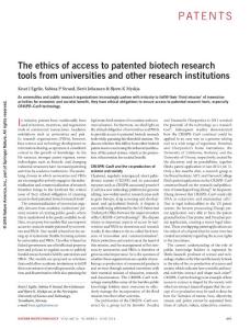 nbt.4165-The ethics of access to patented biotech research tools from universities and other research institutions