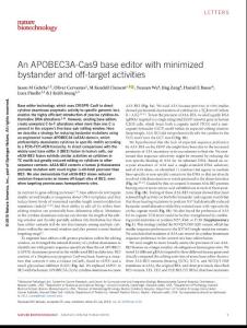 nbt.4199-An APOBEC3A-Cas9 base editor with minimized bystander and off-target activities