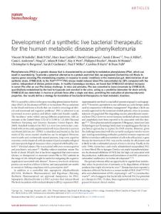 nbt.4222-Development of a synthetic live bacterial therapeutic for the human metabolic disease phenylketonuria