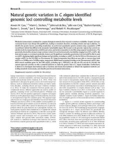 Genome Res.-2018-Gao-1296-308-Natural genetic variation in C. elegans identified genomic loci controlling metabolite levels