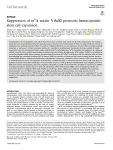 cr.2018-Suppression of m6A reader Ythdf2 promotes hematopoietic stem cell expansion