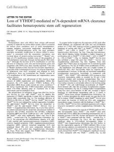 cr.2018-Loss of YTHDF2-mediated m6A-dependent mRNA clearance facilitates hematopoietic stem cell regeneration