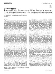 cr.2018-Exosomal PD-L1 harbors active defense function to suppress T cell killing of breast cancer cells and promote tumor growth