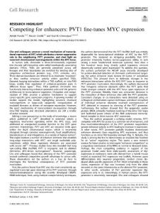 cr.2018-Competing for enhancers- PVT1 fine-tunes MYC expression