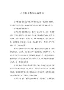 小学科学教案检查评语