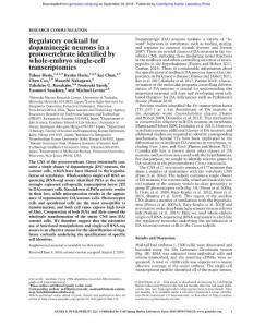 Genes Dev.-2018-Horie-Regulatory cocktail for dopaminergic neurons in a protovertebrate identified by whole-embryo single-cell transcriptomics