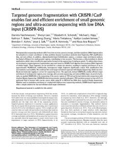 Genome Res.-2018-Nachmanson-Targeted genome fragmentation with CRISPR:Cas9 enables fast and efficient enrichment of small genomic regions and ultra-accurate sequencing with low DNA input ..