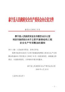 泰寧縣人民政府安全生產(chǎn)委員會辦公室文件