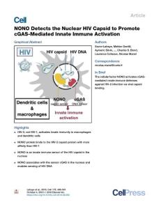 NONO-Detects-the-Nuclear-HIV-Capsid-to-Promote-cGAS-Mediated-Innate_2018_Cel
