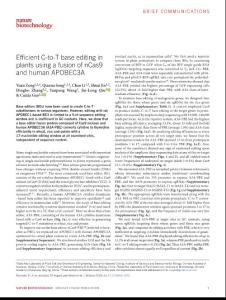 nbt.4261-Efficient C-to-T base editing in plants using a fusion of nCas9 and human APOBEC3A