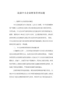 浅谈中小企业财务管理问题
